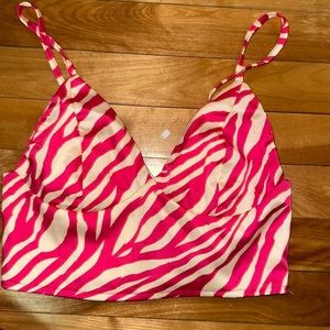 White and hot pink sleeveless top